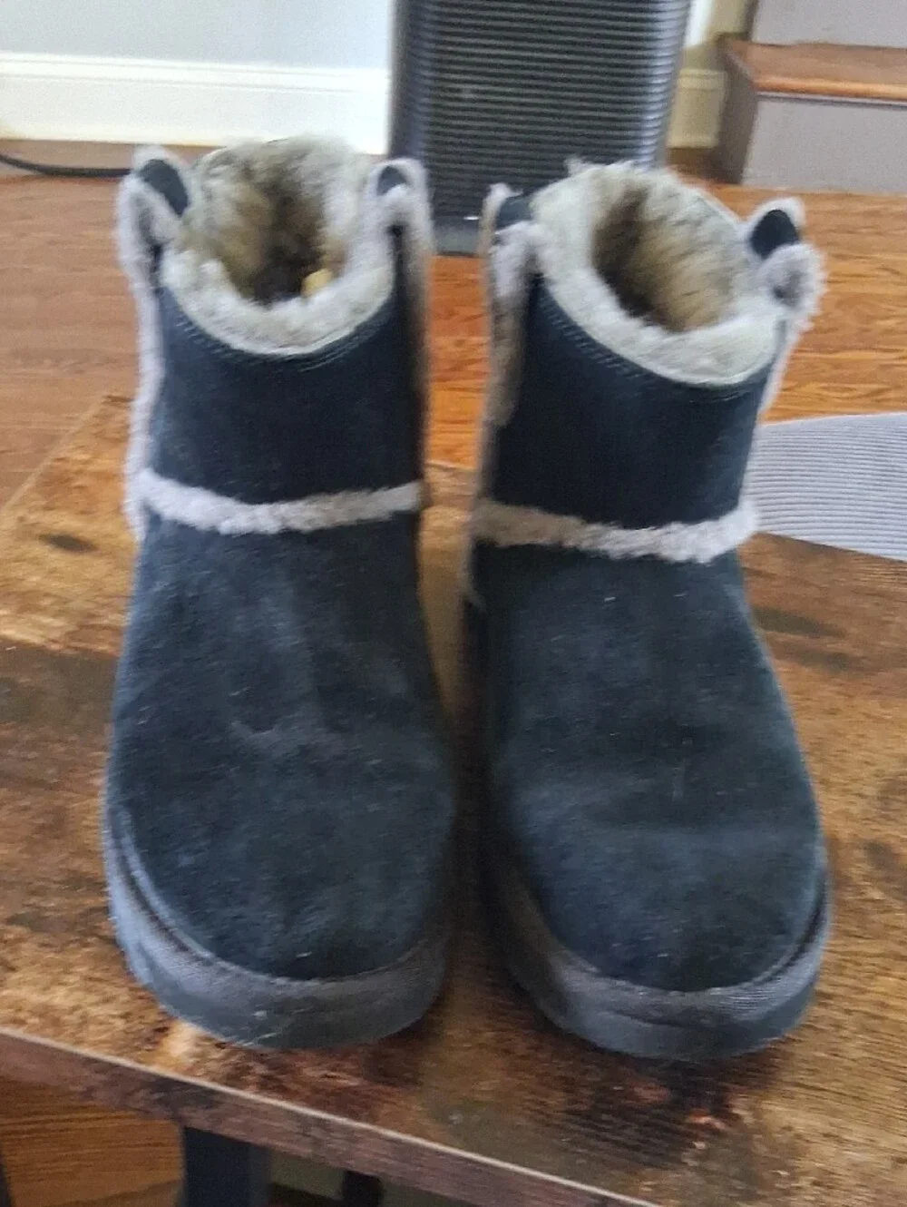 Women's Black Shearling-Lined Suede Ankle Boots